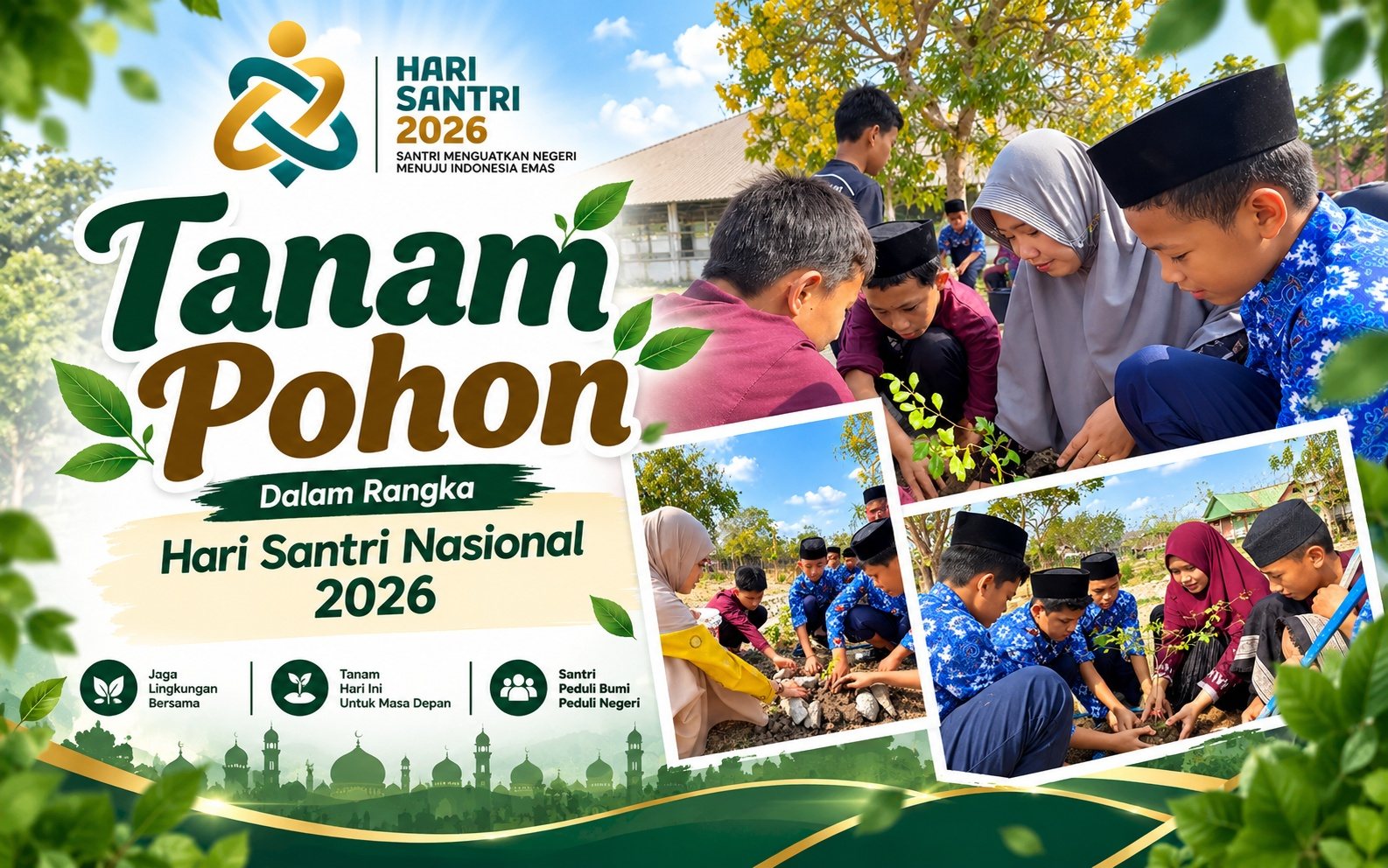 Semarak Hari Santri 2026, Santri Ibrahim Uluale Hijaukan Lingkungan Pondok Lewat Aksi Tanam Pohon