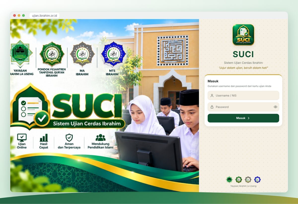 صفحة الدخول إلى نظام SUCI على الحاسوب: صورة المعهد على اليسار ونموذج الدخول على اليمين