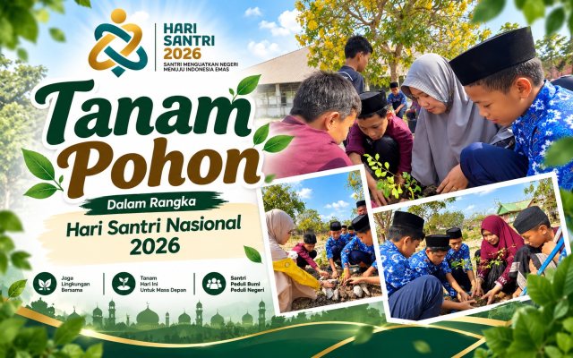 Semarak Hari Santri 2026, Santri Ibrahim Uluale Hijaukan Lingkungan Pondok Lewat Aksi Tanam Pohon